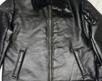 Men's Black Aviator Jacket – Faux Shearling Collar Bomber Style