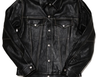 Men's Black Leather Trucker Jacket Size Chart – Accurate Fit Guide