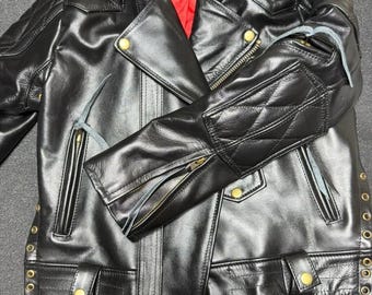 Men's Quilted Black Leather Biker Jacket – Red Lining Motorcycle Style