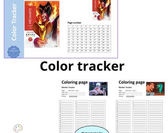 MECHANTS - Rastreador de colores - Plantilla de rastreador de colores - Rastreador de marcadores - Colorea por números de Disney - Imprimible - A4