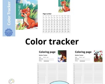 NATURALEZA - Rastreador de páginas para colorear - Plantilla de rastreador de páginas para colorear - Rastreador de marcadores - Colorea por números de Disney - Imprimible - A4