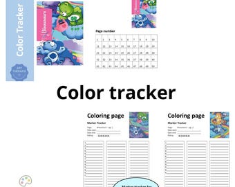 BISOUNOURS - Rastreador de páginas para colorear - Plantilla de rastreador de páginas para colorear - Rastreador de marcadores - Colorea por números de Disney - Imprimible - A4