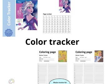 PODER FEMENINO - Rastreador de páginas para colorear - Plantilla de rastreador de páginas para colorear - Rastreador de marcadores - Colorea por números de Disney - Imprimible - A4