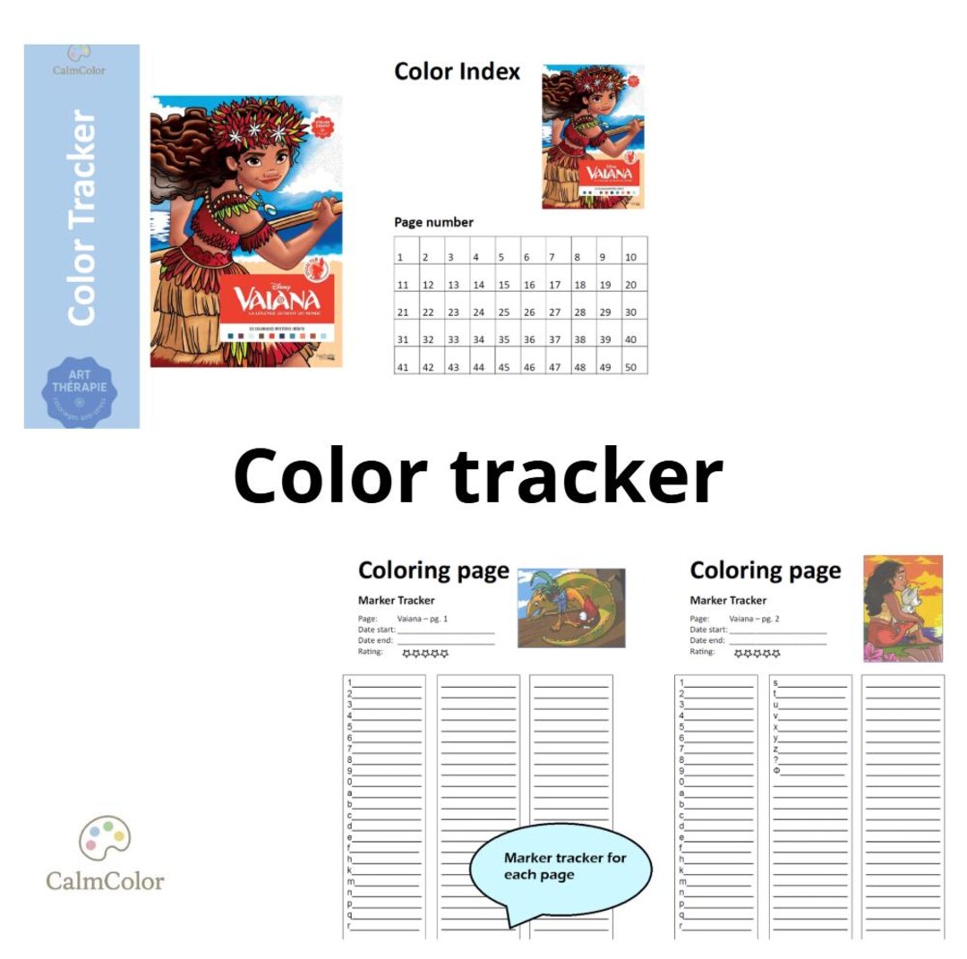VAIANA - Coloring Page Tracker - Coloring Page Tracker Template ...