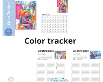PRINCESAS VOLUME 2 - Rastreador de Páginas para Colorir - Modelo de Rastreador de Páginas para Colorir - Rastreador de Marcadores - Disney Colorir por Números - Imprimível - A4