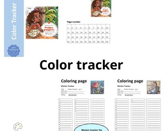 PEQUEÑAS MUÑECAS - Rastreador de páginas para colorear - Plantilla de rastreador de páginas para colorear - Rastreador de marcadores - Colorea por números de Disney - Imprimible - A4