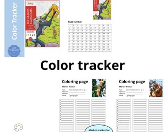 GRANDS CLASSIQUES TOMO 1 - Rastreador de páginas para colorear - Plantilla de rastreo de páginas para colorear - Rastreador de marcadores - Disney Colorea por números - Imprimible - A4