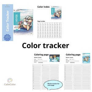 Könnte beinhalten: Ein Color Tracker Malbuch-Logbuch mit dem Disney-Charakter Klopfer auf dem winterlichen Hiver-Cover. Enthält ein Farbregister mit 100 Feldern sowie detaillierte Marker-Tracker für einzelne Seiten mit Platz für Datum und Sternebewertung.