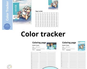 INVIERNO - Rastreador de páginas para colorear - Plantilla de rastreador de páginas para colorear - Rastreador de marcadores - Colorea por números de Disney - Imprimible - A4