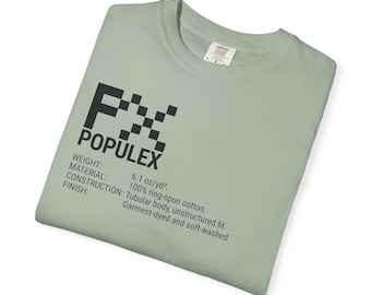 T-shirt à logo cyberpunk POPULEX | T-shirt streetwear dystopique teint en pièce Comfort Colors