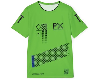 Maillot de sport vert phosphorescent | T-shirt de sport graphique Cyberpunk Neptune