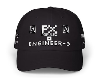 Chapeau Cyberpunk | Casquette graphique Sci-Fi Engineer | Casquette streetwear dystopique | Réglable unisexe | POPULEX