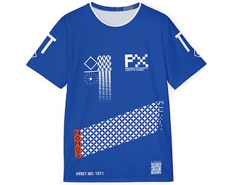 Maillot de sport Jupiter cobalt | Chemise de sport cyberpunk science-fiction | T-shirt POPULEX dystopique