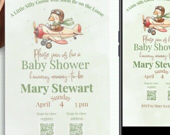 Silly Goose Boy Baby Shower Invitation Template | Editable Canva Invite (Digital Download)