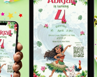 Moana Birthday Invitation | Editable Canva | Tropical Party | Digital invite