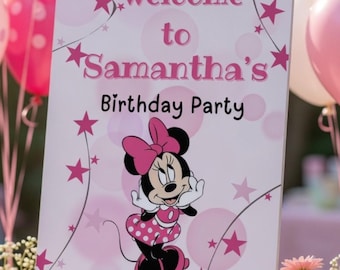 Minnie Mouse Birthday Party Bundle Pink Girl Party Decorations Welcome Sign Cupcake Toppers Gift Tags Printable Set