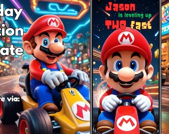 Super Mario Birthday Invitation Template Video | Mario Kart Evite | Invite for boy