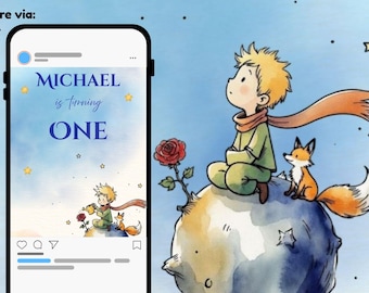 Little Prince Birthday Invitation | Editable First Birthday Evite (Digital Download)