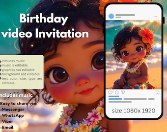 Tropical birthday party invitation template | Kids birthday evite | Canva editable | Instant download