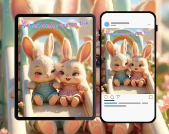 Twins Baby Shower Video Invitation Editable | Bunny theme Evite | Digital Baby Invite | Mobile Invitation Template | Baby Sprinkle