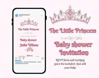 Little Princess Baby Shower Invitation | Editable Digital Scrolling Template (RSVP Included)