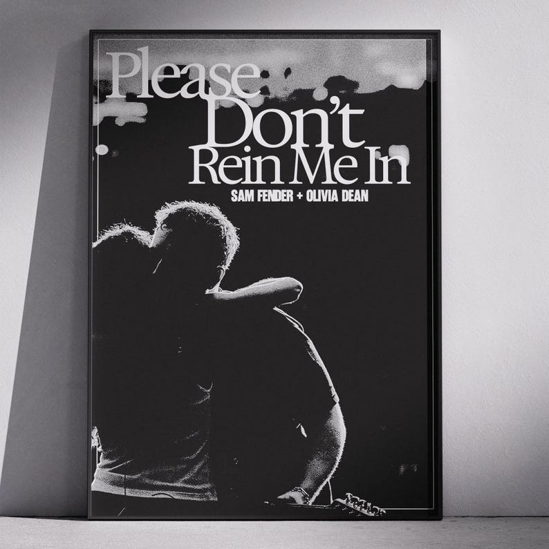 Póster inspirado en Sam Fender y Olivia Dean / Lámina con la letra de “Please Don’t Rein Me In” / Arte mural con tipografía de música indie (opciones con marco disponibles) imagen 1