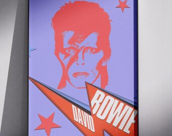 Lámina de David Bowie - Arte mural de música rock - Póster de Ziggy Stardust - Decoración de rock clásico - Regalo para fans de la música - Lámina de rock vintage - Arte para el salón