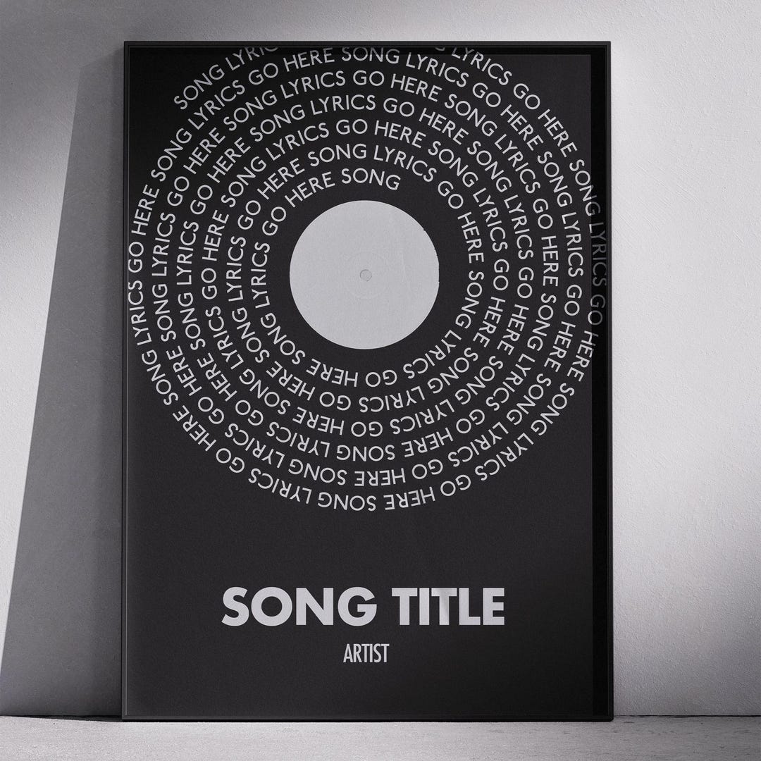 Custom Vinyl Record Lyrics Poster, Personalized Song Lyrics Print ...
