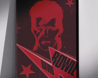 Lámina de David Bowie - Arte mural de música rock - Póster de Ziggy Stardust - Decoración de rock clásico - Regalo para fans de la música - Lámina de rock vintage - Arte para el salón