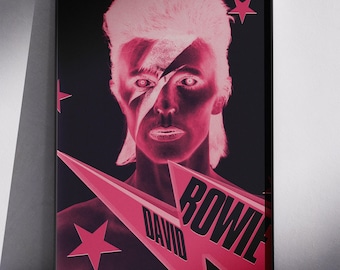 Lámina de David Bowie - Arte mural de música rock - Póster de Ziggy Stardust - Decoración de rock clásico - Regalo para fans de la música - Lámina de rock vintage - Arte para el salón