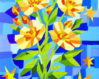 Colorful Acrylic Flower Print 8.5x11
