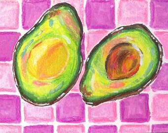 Watercolor Avocado Print 6x8