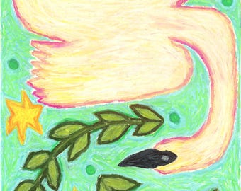 Bird Oil Pastel Print 8.5x11
