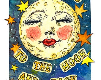 I Love You to the Moon Art Print 8.5x11