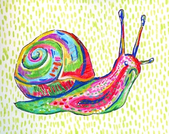 Watercolor Snail Print 6x8