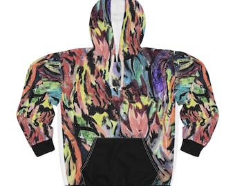 Abstract Floral Hoodie | Multicolor Brushstroke Pullover Design by Artist
