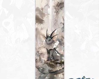 Vaporeon Kakemono - Watercolor Illustration of a Waterfall - Minimalist Japanese Style Wall Decoration - Vaporeon Fan Gift
