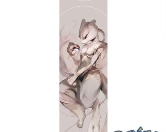 Legendary Mewtwo Wall Scroll - Psychic Power Art - Minimalist Japanese Hanging Poster - Modern Gaming Room Decor