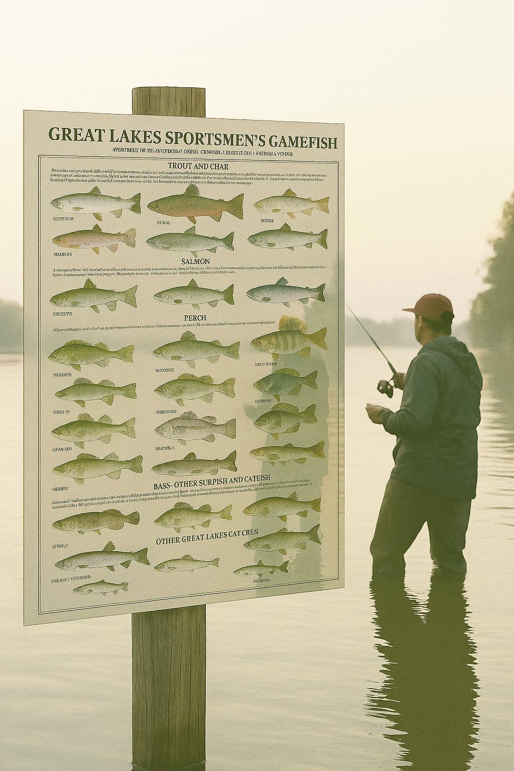 Great Lakes Fish Identification Poster, Fishermen Guide and Educational ...