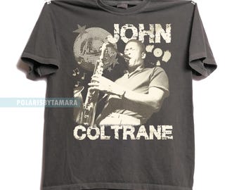 Camiseta vintage de jazz de John Coltrane, camiseta gráfica de músico retro