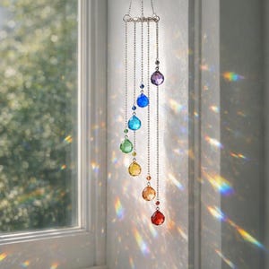 Rainbow Crystal Hanging Suncatcher | Window Hanging Ornament | Birthday Gift for Her | Light Refracting Decor | Gift for Mum