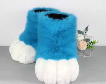 Blue Fursuit Feetpaws: Outdoor Furry Paw Shoes, Fursona Accessories, Cosplay Feet