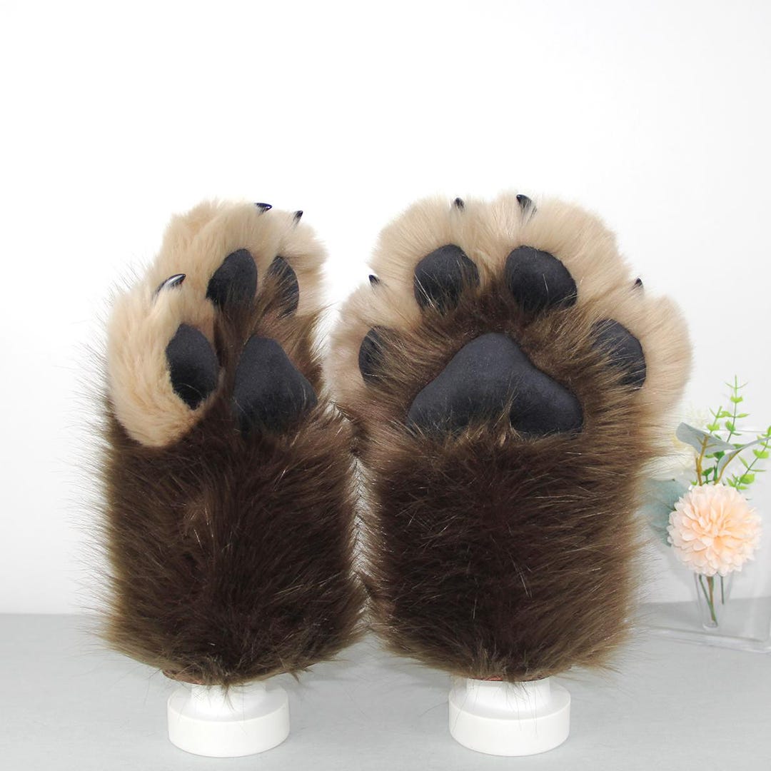 Brown Cat Paw | Faux Fur Handpaw for Cat Lovers, Fursuit Paws, Cosplay ...