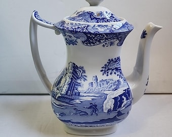 VNT MCM Spode Blue Italian Coffee Tea Pot Transferware England 18TH Century