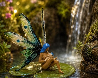 Handmade Nursing Mother Miniature Fairy W Baby Little Garden Micro Figurine