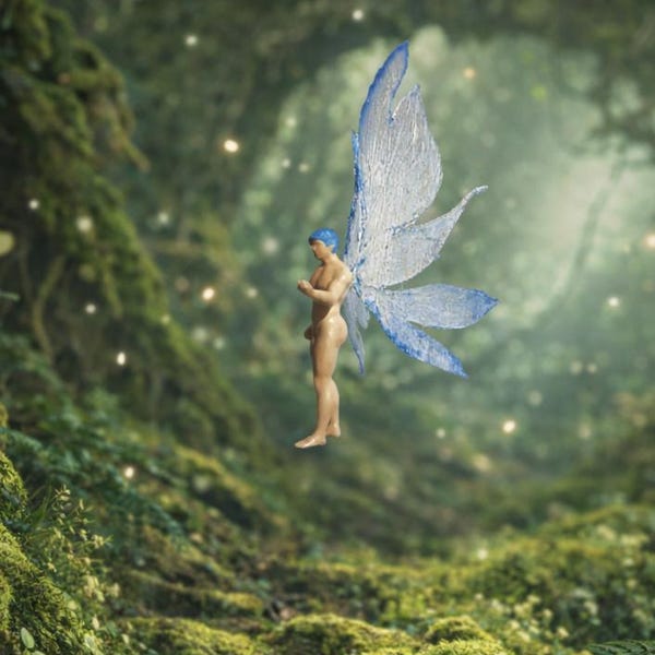Miniature fairy garden nude male blue wing fairy terrarium decoration fairy garden supply assesories