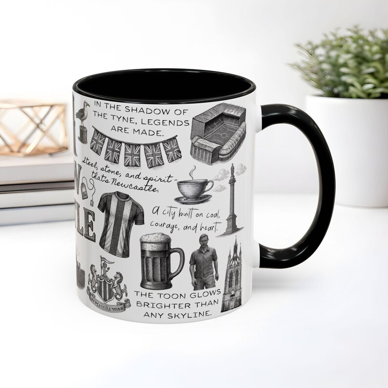 Newcastle Illustrated Landmarks mug, Newcastle coffee cup, Newcastle student coffee cup image 2