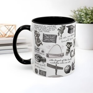 Newcastle Illustrated Landmarks mug, Newcastle coffee cup, Newcastle student coffee cup image 3