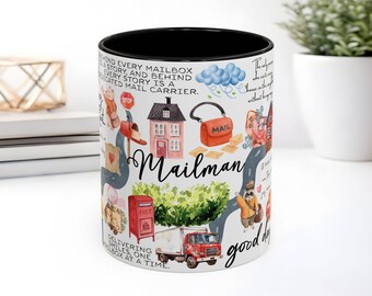 Mailman collage mug, Mailman Appreciation Gift, postman Coffee Mug, Thank You Mailman Cup