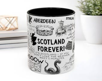 Scotland Forever Sketch Map Mug, Scotland vacation coffee cup, i love Scotland mug